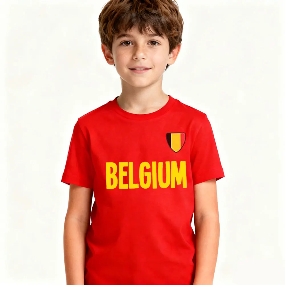 BELGIUM Children T-Shirt Flag Chest Badge Boys Girls Gift Shirt Daily Life Casual Cotton Tshirt National Emblem Printed Tops