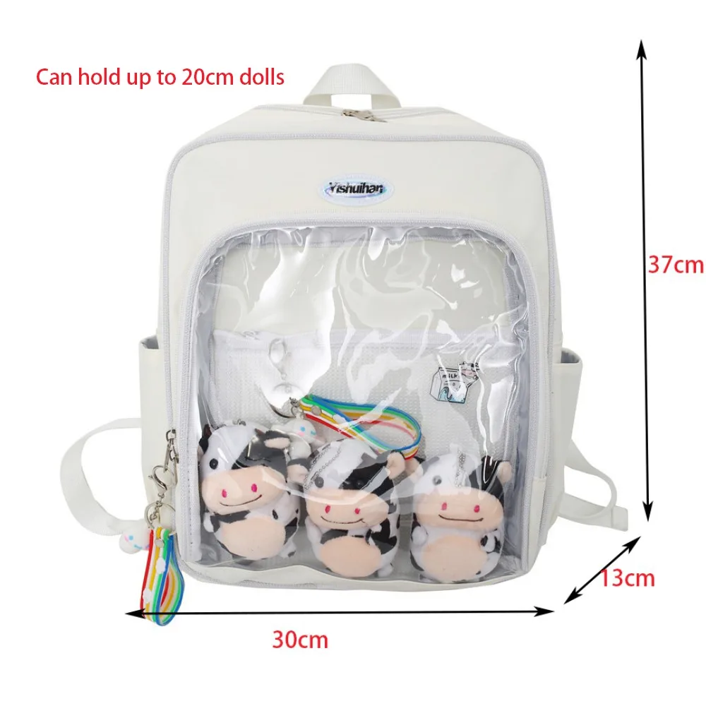 Japanese Style Itabag Student Shoulder Bag Schoolbag Tutoring Bag Transparent PVC Badge Backpack DIY Labubu Doll Display Bag