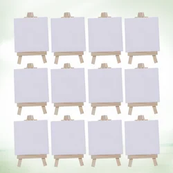 Juego de lona para fotos, Panel de pintura blanca en miniatura, caballete de pintura, lienzos Extra grandes para madera, 12 juegos