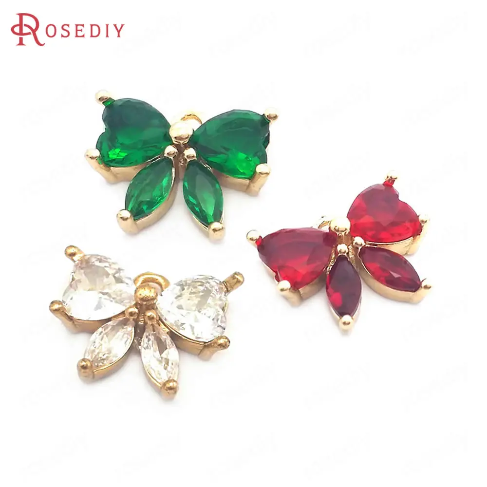 10PCS 10x12MM Hohe Qualität 18K Gold Farbe Messing und Zirkon Bogen-knoten Charms Anhänger schmuck Machen Diy Erkenntnisse Zubehör