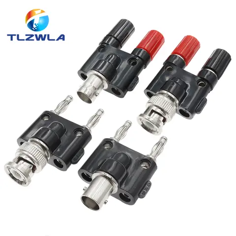 Q9 BNC Banana To Two Dual 4mm Banana Male Female Jack Coaxial Connector BNC Tee Type 3Way Splitter RF Adapter High Quanlity