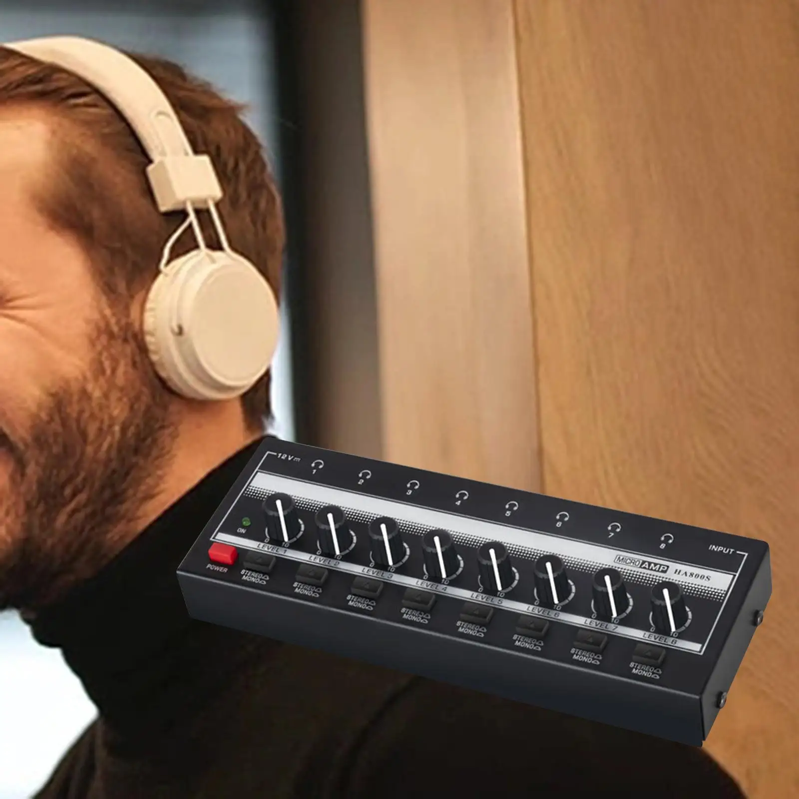 AMPLIFICADOR DE AURICULARES de 8 vías, conector de salida portátil, Ultra compacto, Mini amplificador divisor de auriculares para grabación en vivo y en estudio