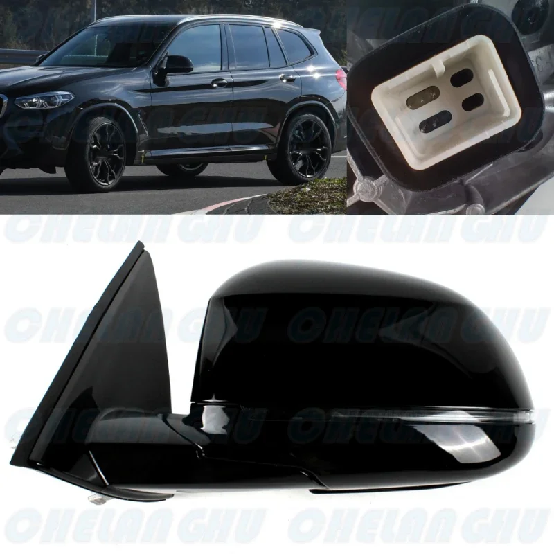 

For BMW X3 G01 G08 2018 2019 2020 2021 Left Side 5 Pins Black Painted Power Adjust Blind Spot Memory Power Fold Mirror Assembly