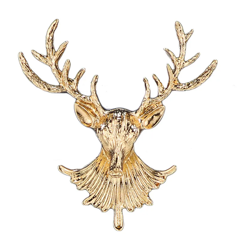 Hot Vintage Unisex Animal Deer Brooch Badge Popular Cute Elk Antlers Head Brooches Pins Clothes Accessories Christmas Gifts