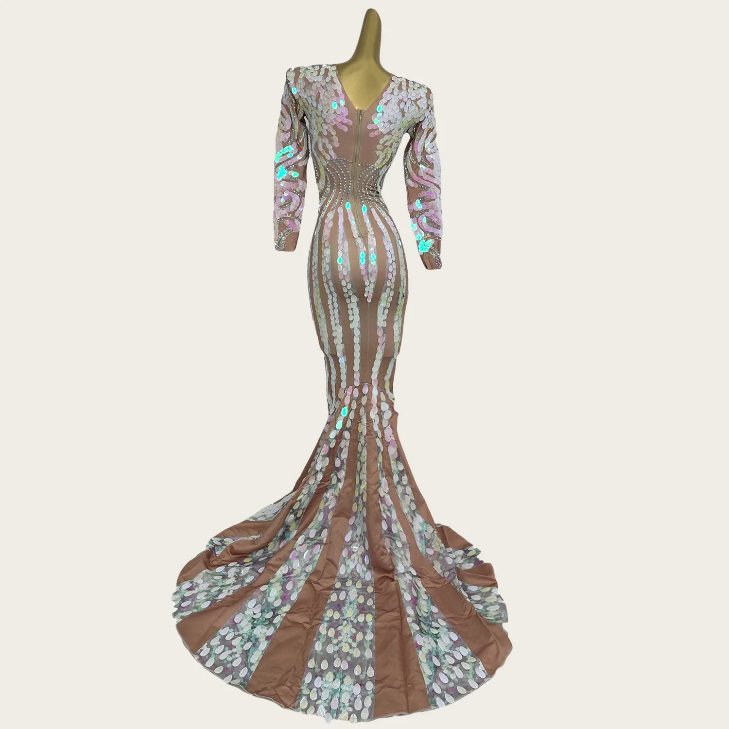 Baiyusan Sparkly Rhinestone Sequins ชุดราตรีเซ็กซี่ผู้หญิง Spandex ความยาวชุดวันเกิดพรหมชุดยาวถ่ายภาพสวมใส่