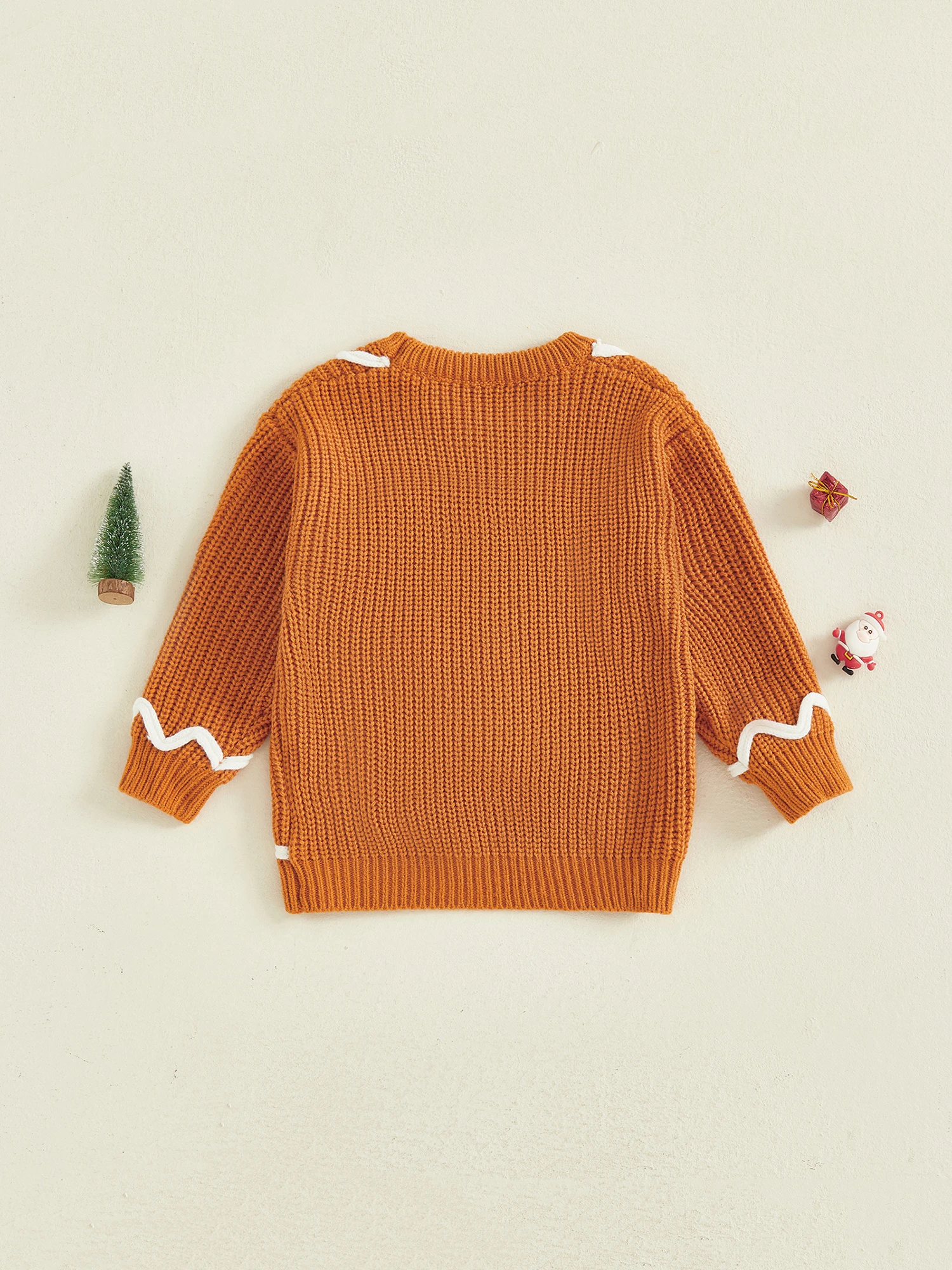 

Рождественский свитер для маленьких мальчиков, уютный вязаный пуловер с длинными рукавами и круглым вырезом с оленями, детская зимняя одежда с помпоном