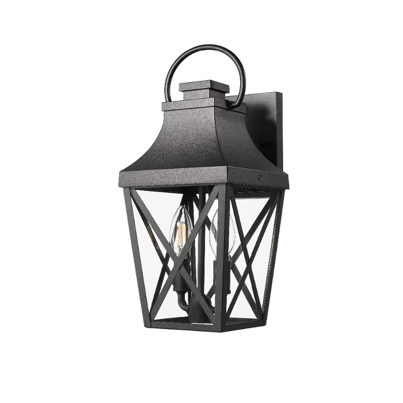 Outdoor wall lamp matte black transparent glass shade waterproof porch lighting fixture external fixture