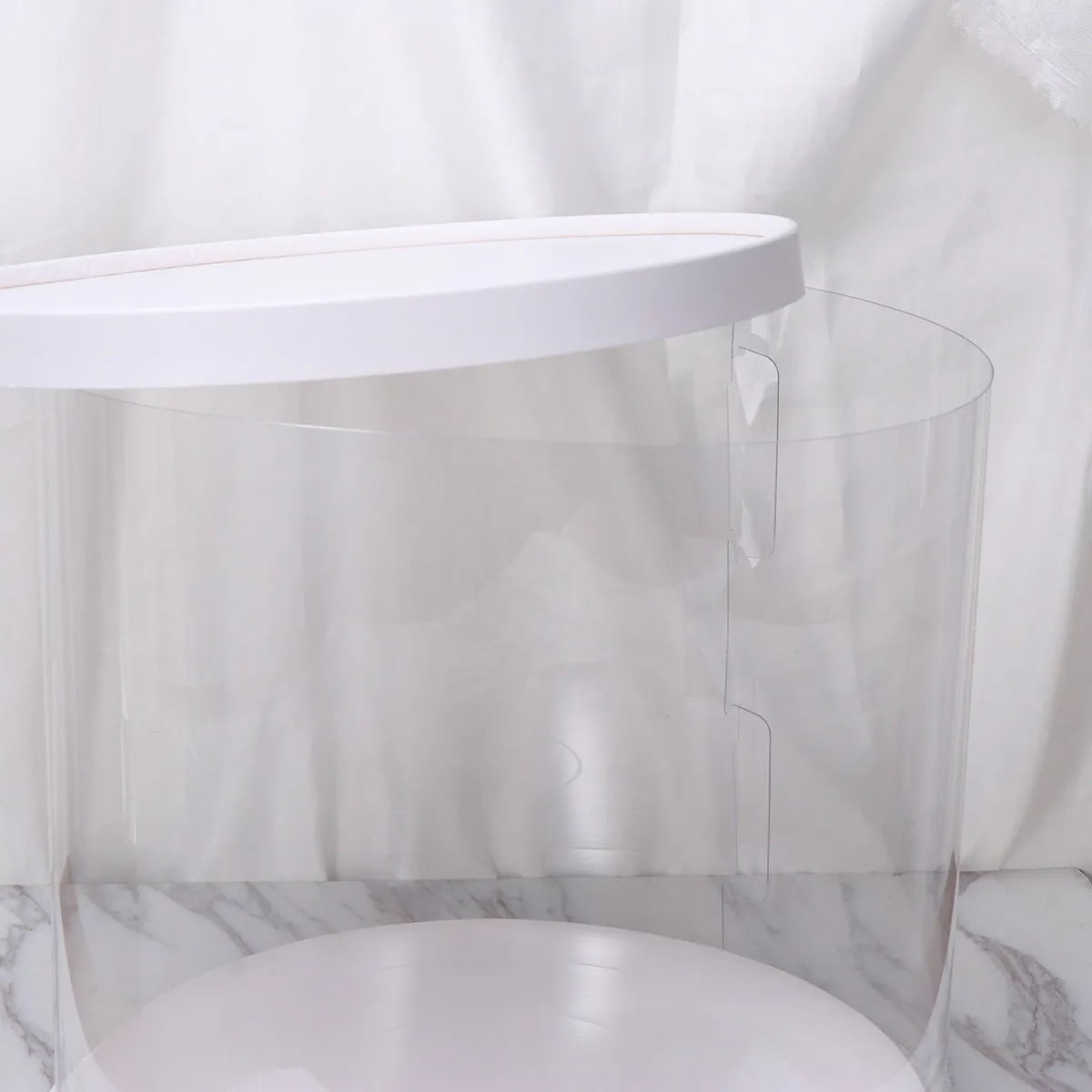 Transparent Round Cake Box 8inch -Friendly Pet Paperboard Easy Assemble Cake Packaging for Bakery Dessert Shops Home