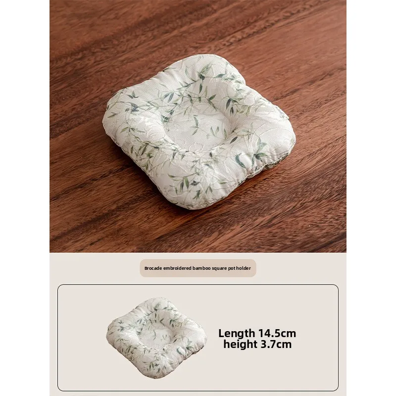 مجموعة قواعد أكواب مطرزة أنيقة من الديباج، طبق شاي سميك مقاوم للحرارة مع Zhixin