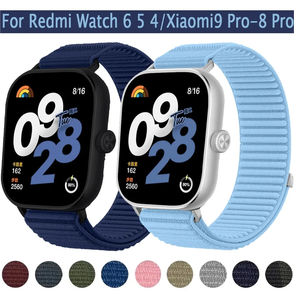 Nylon-Geflechtarmband für Redmi Watch 6 5 4, Sportliches Atmungsaktives Armband mit Metallverschluss für Xiaomi Mi Band 9 Pro 8 Pro Correa