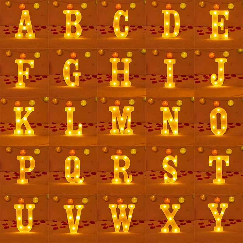 Alphabet Letter LED Lights Luminous Number Lamp Decor Battery Night Light for Home Wedding Birthday Christmas Party Decoration