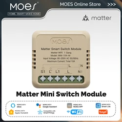 MOES Tuya WiFi Matter Mini Smart Switch Module Relay Timer Home Automation App Remote Control Work With Alexa Google Home Apple