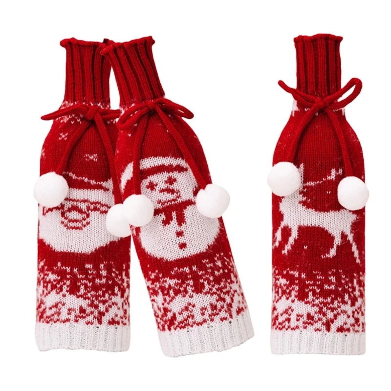 Christmas Sweater Wine Bottle Dust Cover Christmas Decorations Home Dinner Decoration Ornament New 2024 Holiday Dropship