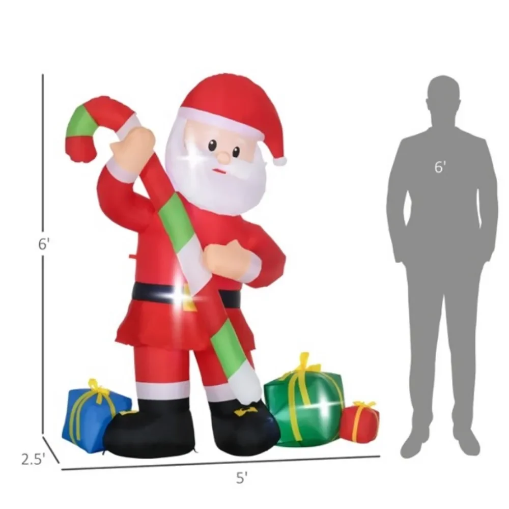 Christmas ornaments: Santa Claus, inflatable with big canes, candy and gift boxes for easy storage of white LED lights