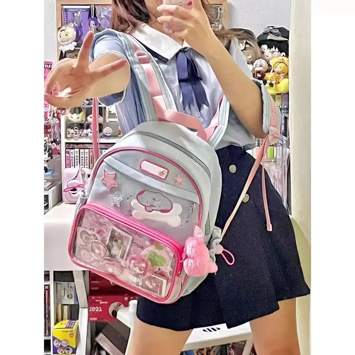 HAEX Y2K Backpacks Female Aesthetic Fashion Trend New Design Nylon Students Mochilas Harajuku Subculture Transparent E Girl Bags