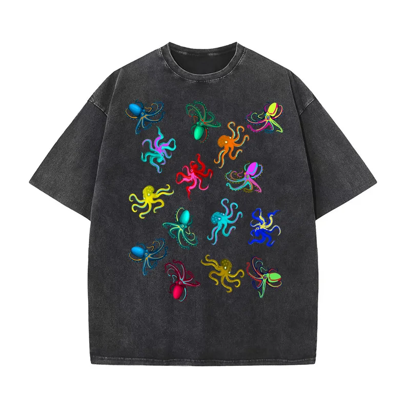 

Octopus Tee Octopus Tee Cotton T-shirt Men's Tee Shirt Short Sleeve Male Clothes Fashion Oversized Art Graphic Clothing Printed