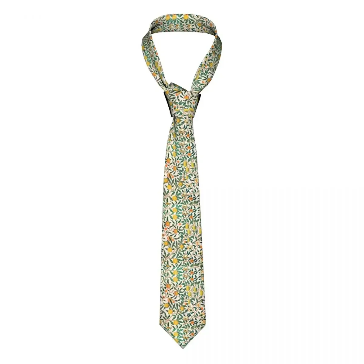 

Custom William Morris Pattern Fruits Neck Tie Men Formal Textile Pattern Silk Wedding Necktie