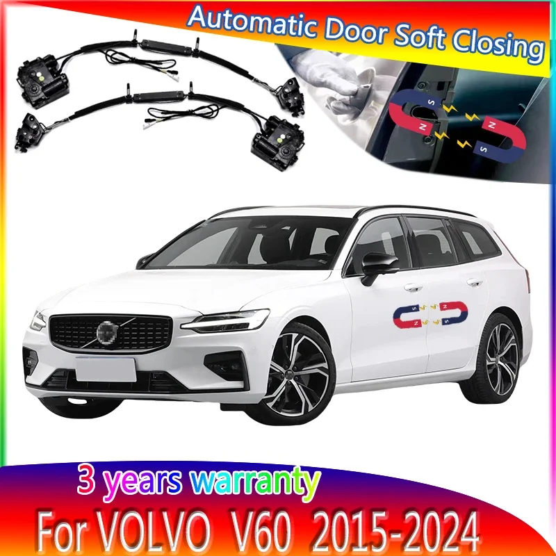 

4 шт. автомобильные умные электрические всасывающие дверные автоматические замки с мягкой застежкой анти-зажим для Volvo v60 2015-2024 автомобильные аксессуары