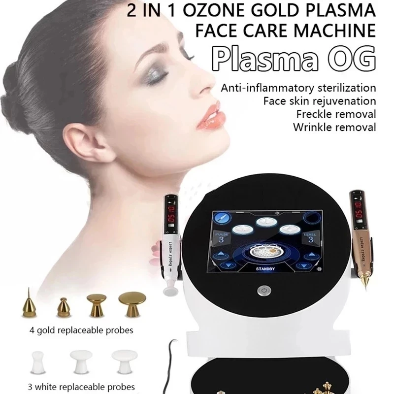 

R-F 2 in 1 Ozone Gold Plasma Lift Therapy Facial Best Beauty Salon Use Plasma R-F Freckles Skin Rejuvenation Plasma Pen Needle