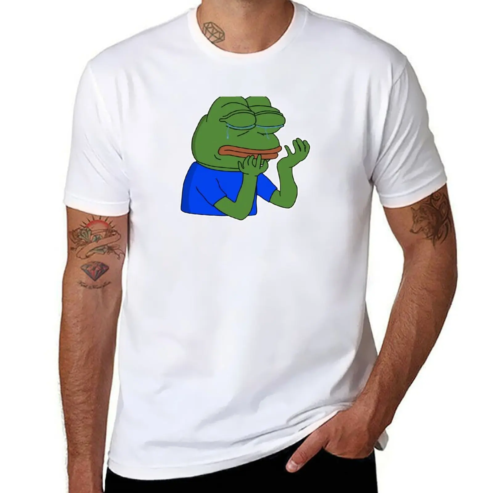 

PepeHands - White Outline T-Shirt t shirt for man 100 percent cotton man t shirt summer T-Shirt