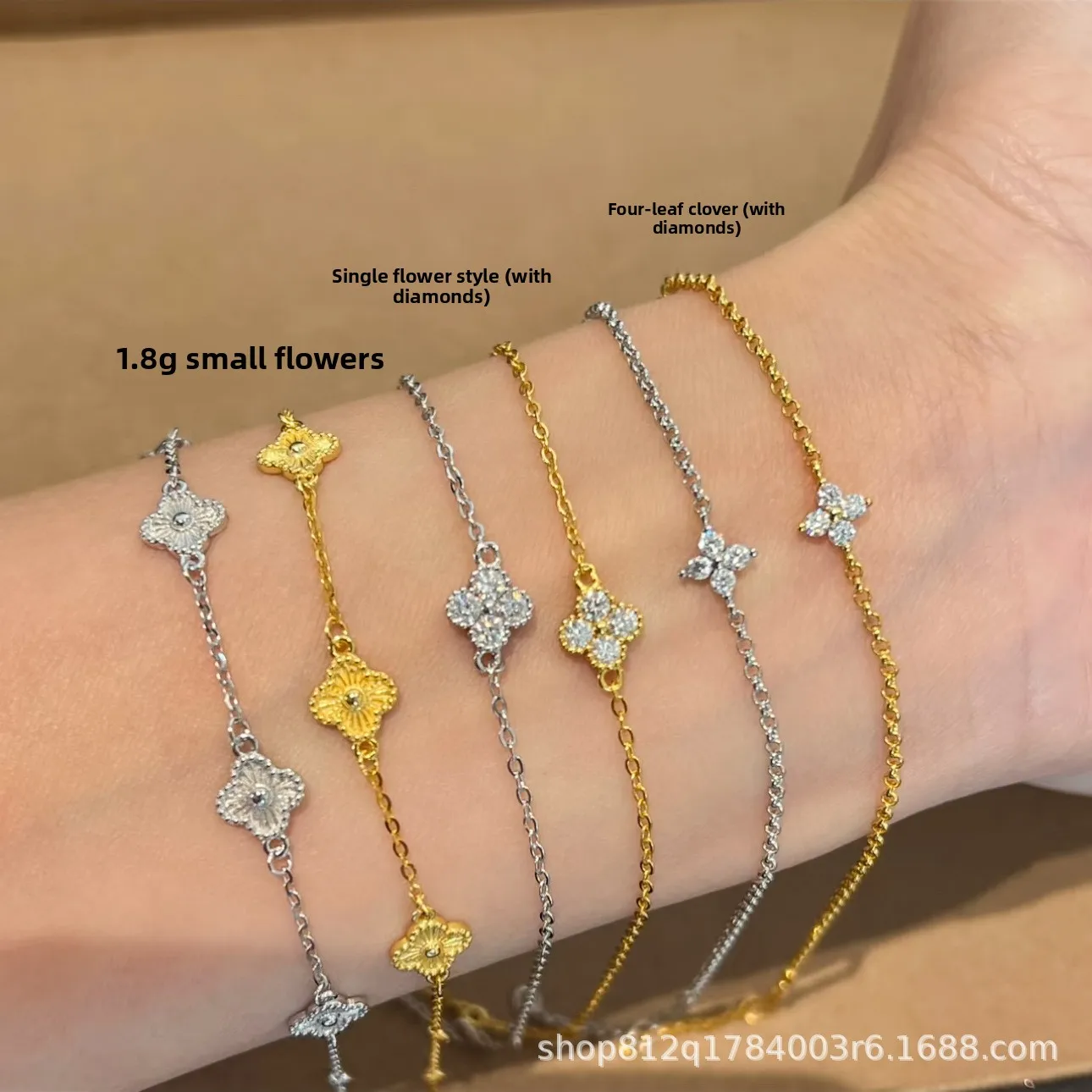 

S925 Silver Platinum-Plated D Color Mini Four Leaf Clover Series Moissanite Women's Bracelet Fine Jewelry