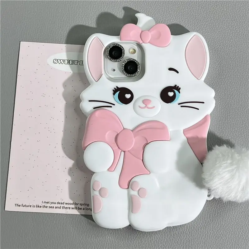 Funda de teléfono bonita con dibujos de Marie Cat aplicable a Iphone15 14 Promax, funda suave de silicona anticaída a prueba de golpes, regalo para niña