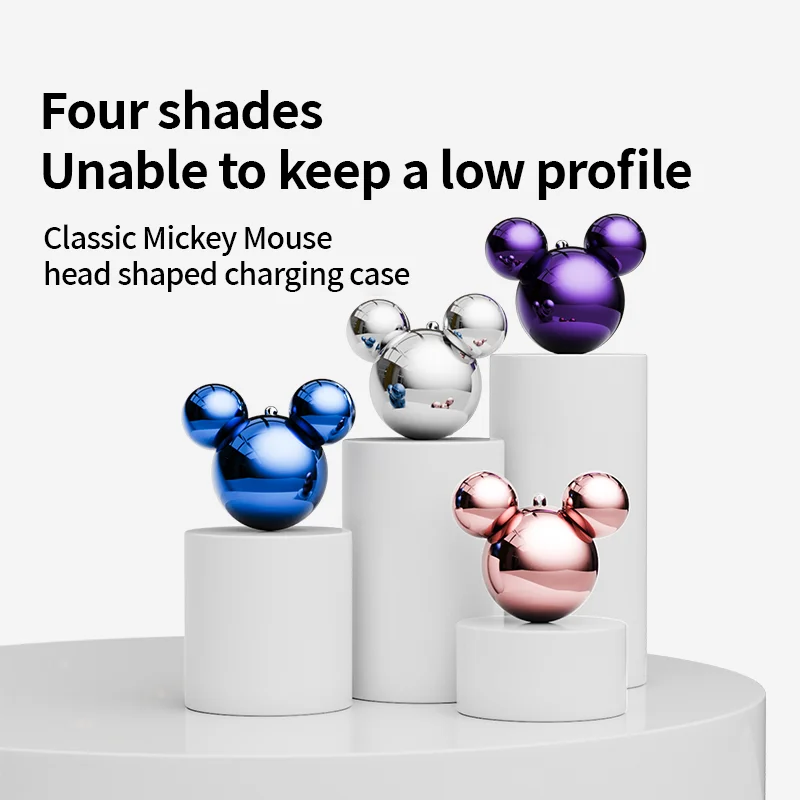 New Disney T01 Earphones Bluetooth Wireless Mickey Head Highly Stylish HIFI Stereo Earbuds Noise Reduction Long Battery Life