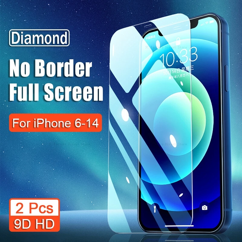 

​2Pcs 9D Borderless Full Cover Tempered Glass Screen Protector For iPhone 14 13 12 11 Pro Max Mini XS XR X 7 8 6 6S Plus