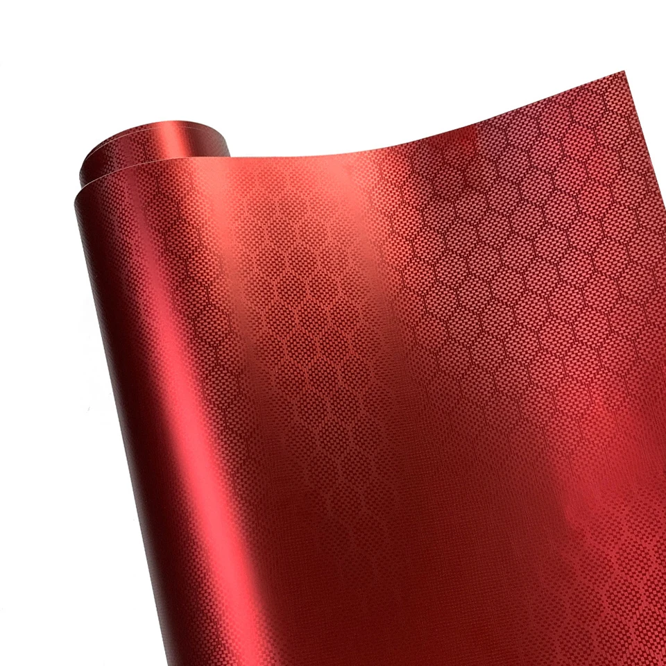 Red Honeycomb Carbon Fiber Vinyl Wrap – Hexagon Forged Carbon Film for Motorcycle & Car Exterior, Self-Adhesive 3D Sticker V-2