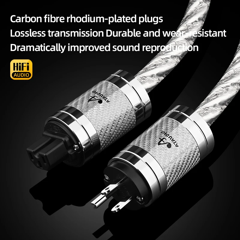 ATAUDIO 하이엔드 OCC AC 전원 케이블 하이파이 오디오 US/EU/AU 전원 코드 실버 도금 전원 케이블 앰프 필터용