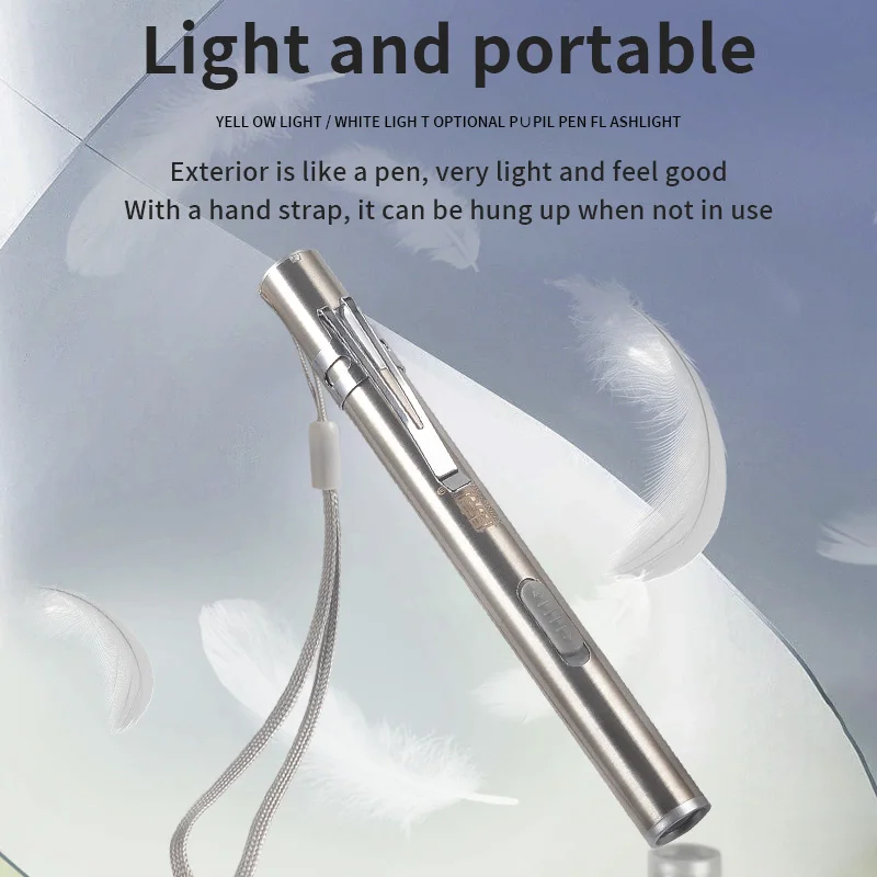 Usb Rechargeable Flashlight Mini Led Stainless Steel Strong Light Doctor Nurse Household Small Flashlight Pen-Shaped Oral Light