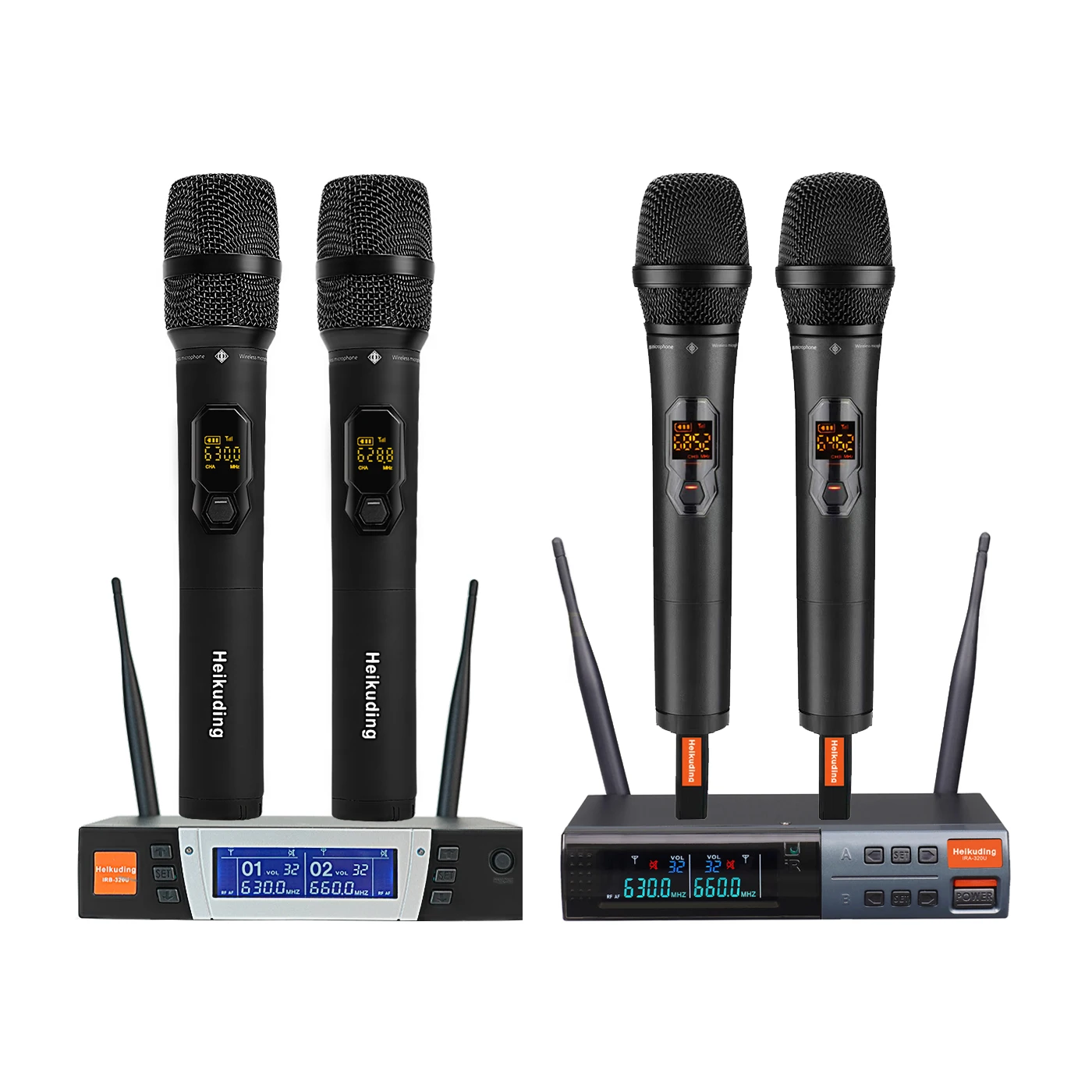 

Heikuding UHF Wireless Microphone System Professional Cordless Microphone Adjustable Frequency for Karaoke Singing 200ft Range