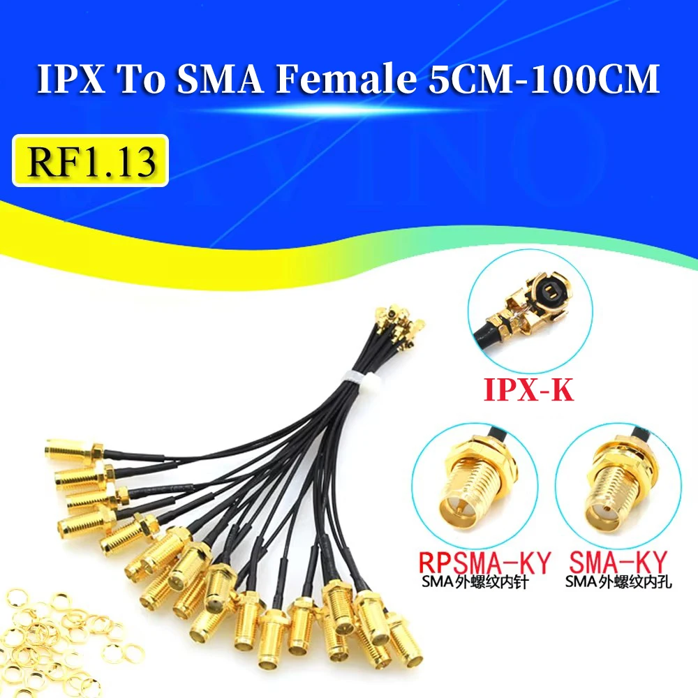 5Pcs RP-SMA Female to U.FL IPX RF Jumper Cable RP SMA to IPX RF 1.13 Extension Pigtail Connector for AP PCI Wi-Fi Javino