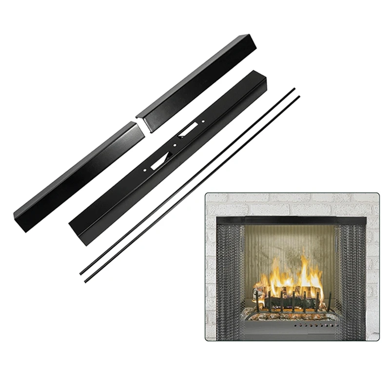 Adjustable Fireplace Rod Kit Install To Leveling The Fireplace Mesh Black For Fireplace Spark Screen