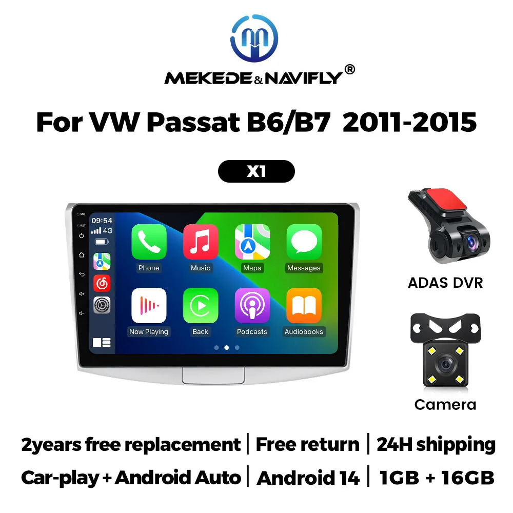 

10 inch CarPlay Radio For Volkswagen Magotan/CC/Passat B7 2011-2015 Android 14 Auto DVR Monitor Rearview Camera Media Player