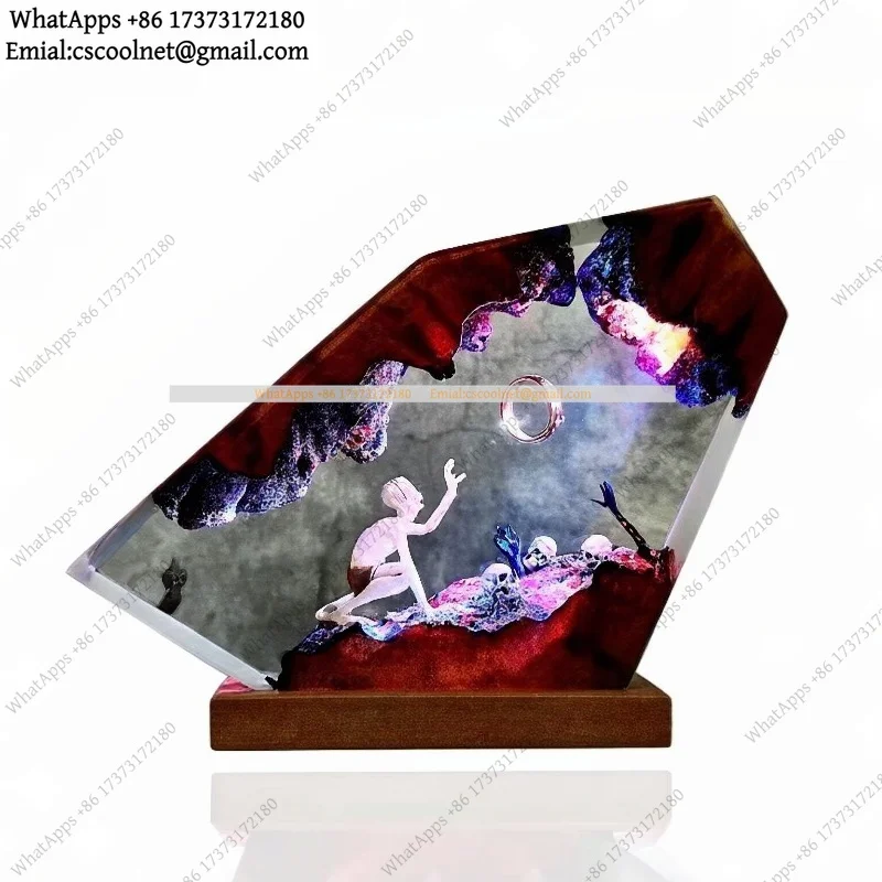 Power Ring Epoxy Resin Craft Fantasy Night Light LED Lamp Decoration Halloween Gift