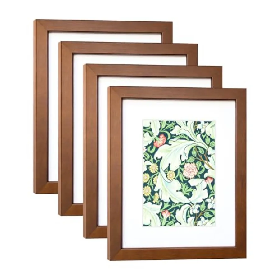 

Набор из 4 фоторамок 8x10 из массива дерева с настоящим стеклом для фотографий 5x7 с паспарту или 8x10 без паспарту, настенные, серия G