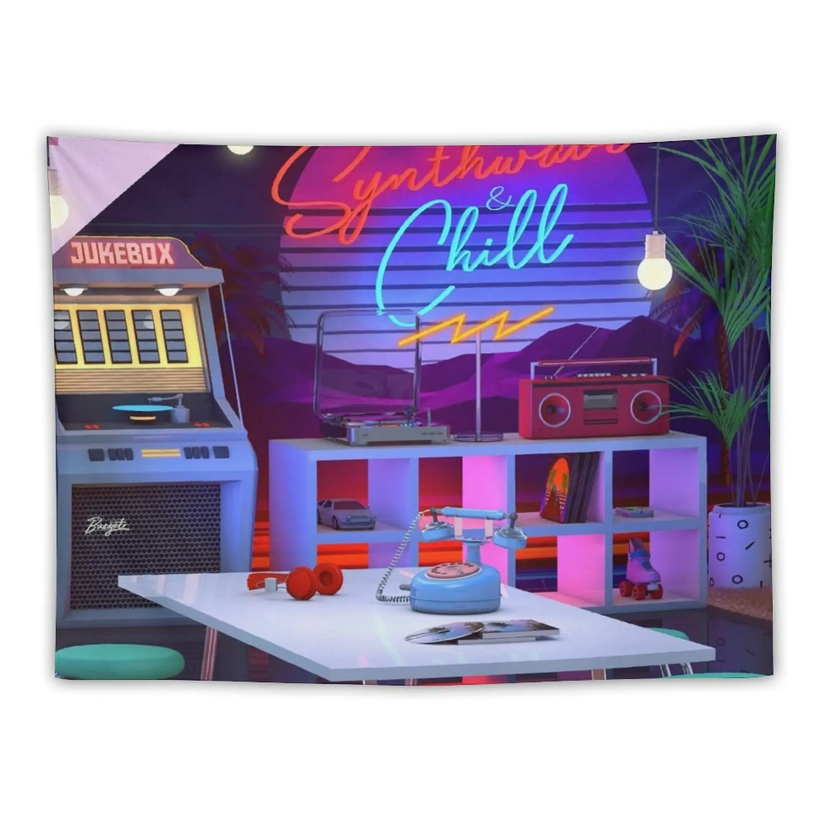 Synthwave And Chill Tapestry Decoration Pictures Room Wall Room Decor Room Decor Cute Decoration For Bedroom Tapestry