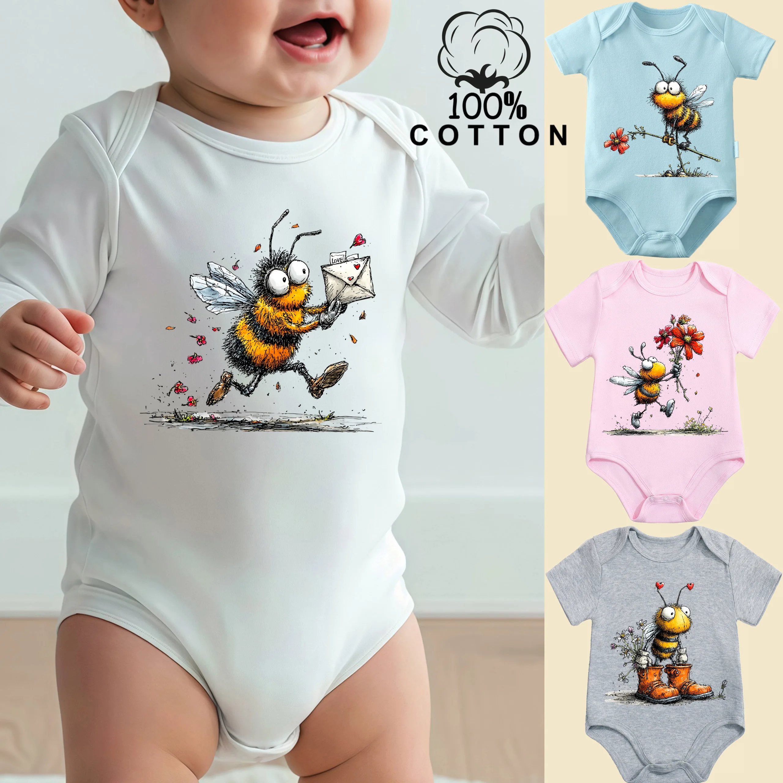 

Боди из чистого хлопка Cute Babee с красивыми цветами, удобный комбинезон для малышей, одежда для новорожденных от 0 до 12 месяцев