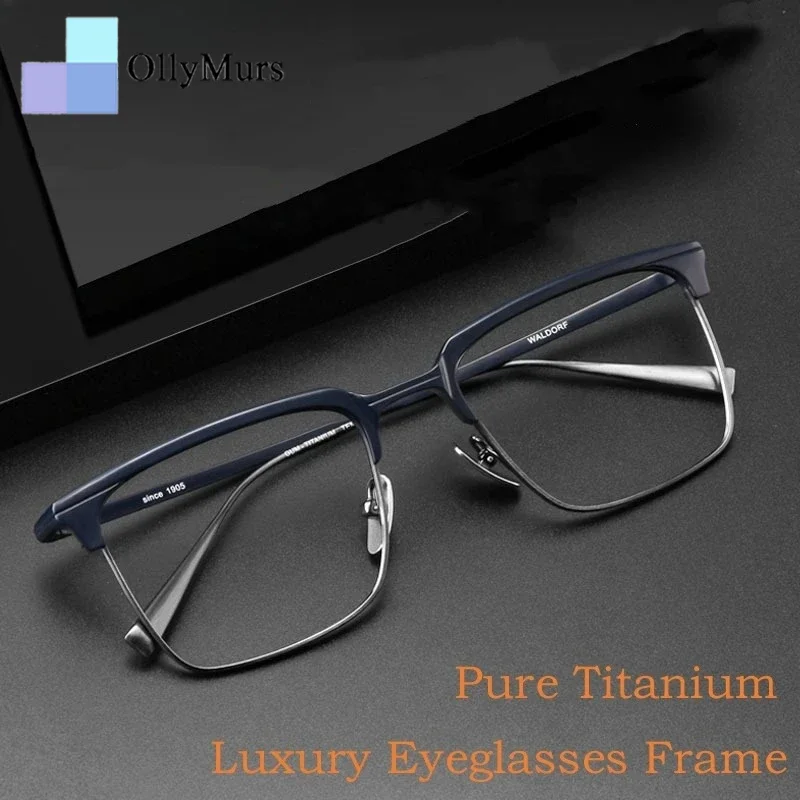 

OLLYMURS титановые качественные модные ретро квадратные деловые чистые очки оптические рецептурные роскошные очки в оправе для мужчин S1905