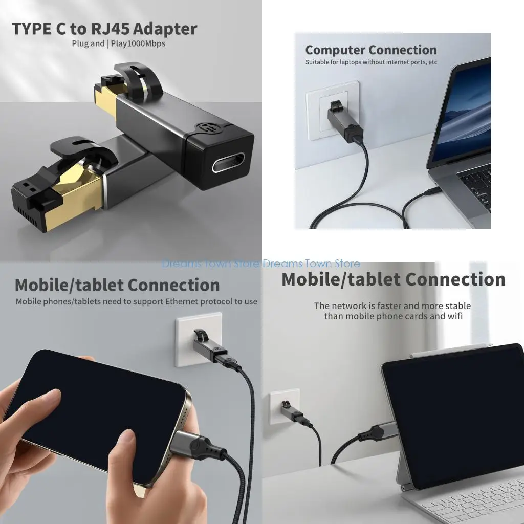 

HX6A USB C Ethernet Adapter Type C to RJ45 Gigabit Ethernet Networking Wire Adapter