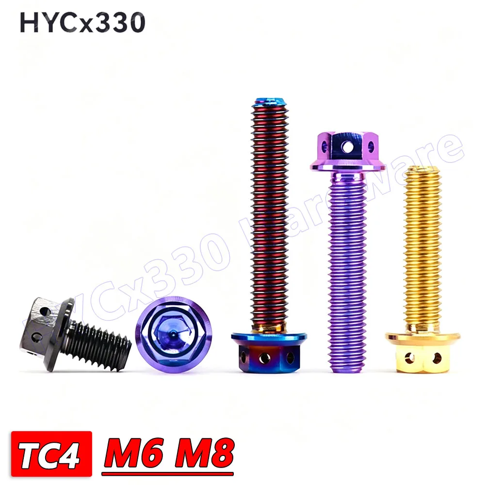 TC4 Titanium Alloy Flanged Hexagon Socket Head Screws Bolts M6 M8 Motorcycle Bolt Multi-Color Anodized/Vacuum Plated