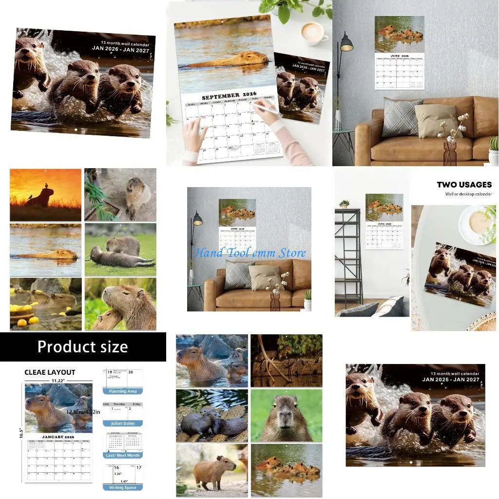 

H37F Настенный календарь-планировщик на тему животных на 2026 год с отметкой даты для планирования