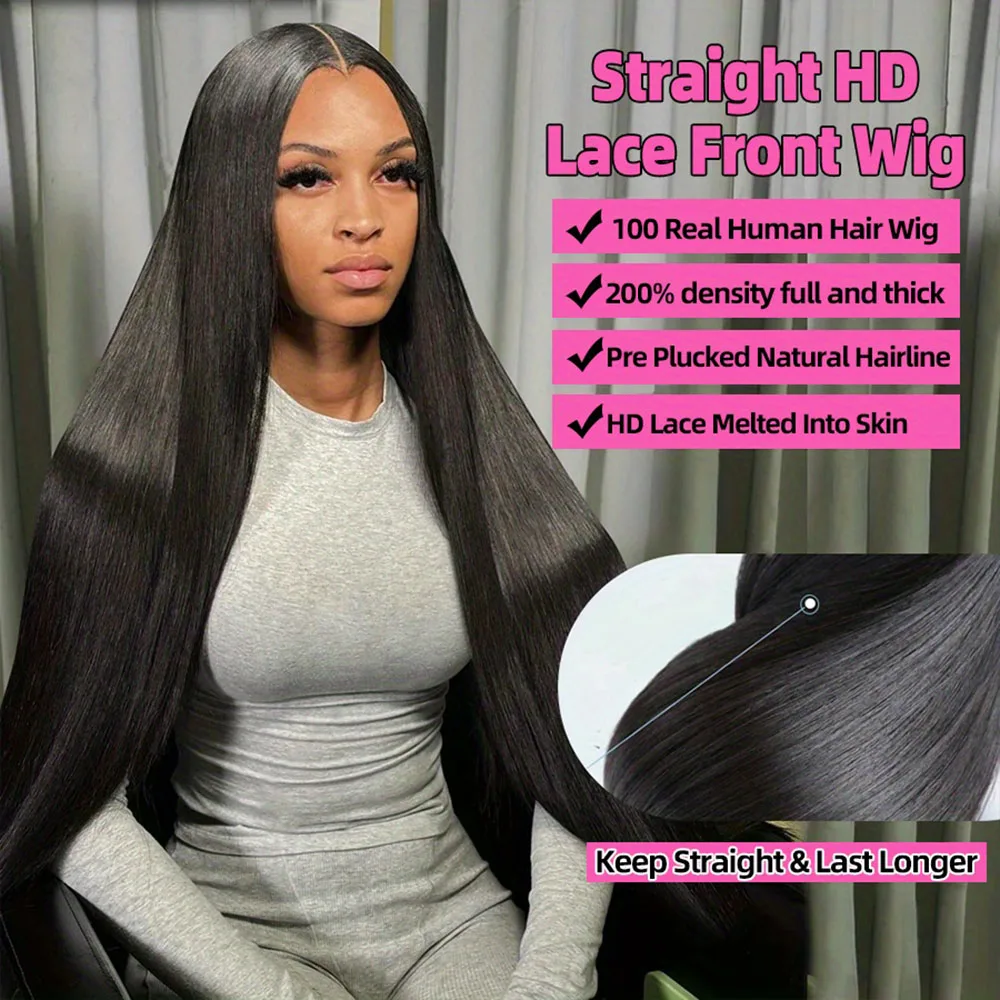 Steil haar Pruik 13x4 13x6 360 HD Transparant Kant Frontale Pruik 100% Echt haar 4x4 Vetersluiting Pruik Pre Geplukt Voor Vrouwen