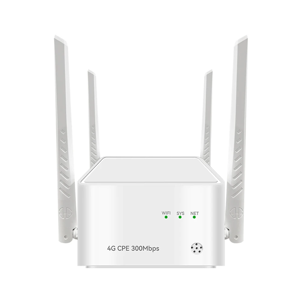 4G CPE Wireless Router 300Mbps RJ45 LTE/PPPOE Gigabit Router with SIM Card Slot Wireless Modem Hotspot 5dBi High Gain Antennas