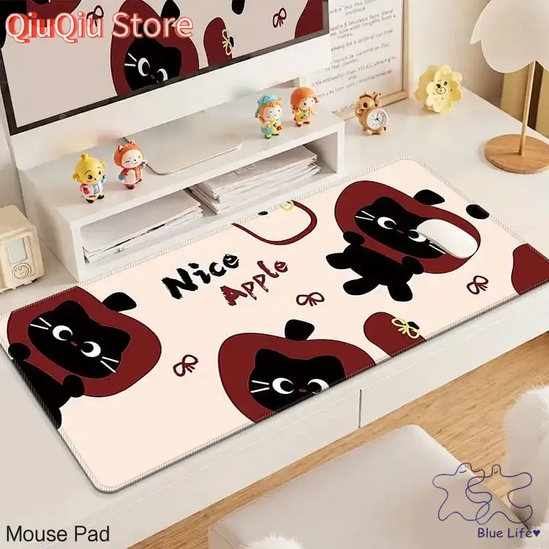 

Cute Apple Cat Large Mouse Pad Home Office Universal Non-slip Wear Resistant Thickened Durable Protective Mat Secure Grip