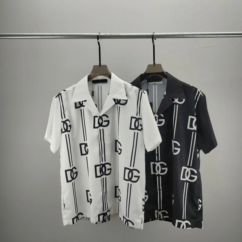

European and American Casual Fashion Summer New Men and Women DGShort Sleeve Shirt with Front and Back Letter Print Affordable C