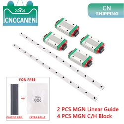 MGN Guide 2PCS Linear Guide + 4PCS MGN Slide Blocks MGN7 MGN9 MGN12 MGN15 Length 100-550mm Miniature Linear Rail