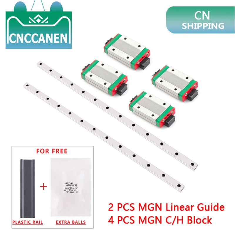 MGN Guide 2PCS Linear Guide + 4PCS MGN Slide Blocks MGN7 MGN9 MGN12 MGN15 Length 100-1000mm Miniature Linear Rail