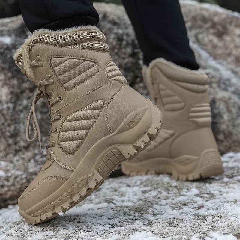 Men\'s Tactical Boots Outdoor Hiking Shoes for Men Anti-slip Desert Combat Wear-resistant Boots Male Solid Color Snow Boot Hot